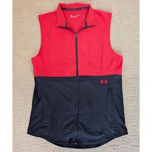 Under Armour Vest Men Large Red Black Vanish Hybrid Full Zip Golf Athletic